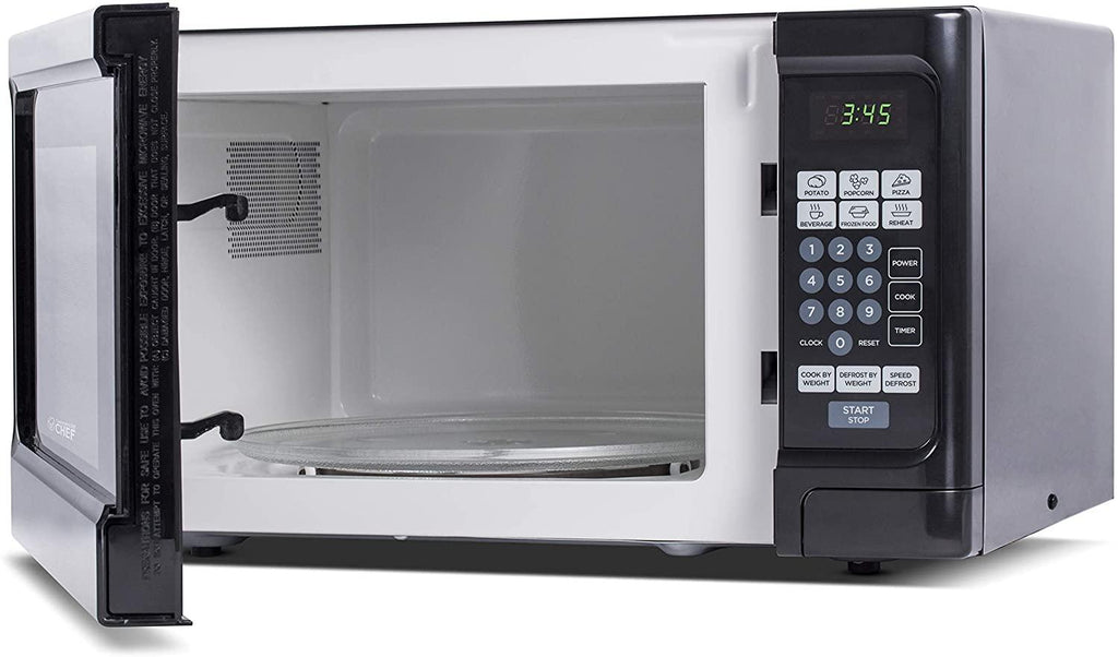 Countertop 1.1 Cubic Feet Microwave Oven, 1000 Watt, Black Front with Black Cabinet, Commercial Chef CHCM11100B