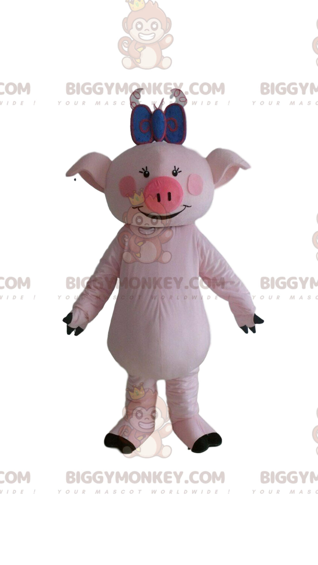 Pig BIGGYMONKEYMascot Costume, Sow Costume, Giant Pink Pig