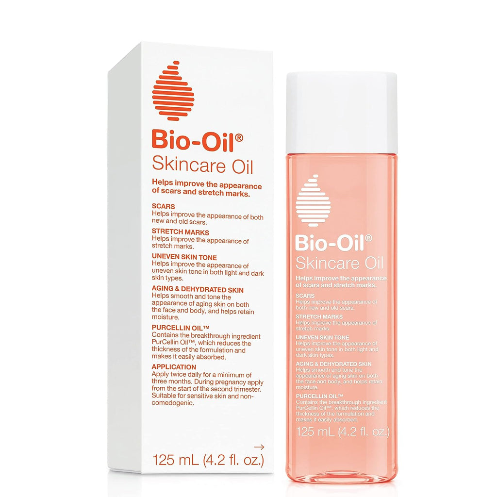 Bio-Oil Skincare Body Oil, Serum for Scars and Stretchmarks, Face and Body Moisturizer Dry Skin, Non-Greasy, Dermatologist Recommended, Non-Comedogenic, For All Skin Types, with Vitamin A, E, 4.2 oz