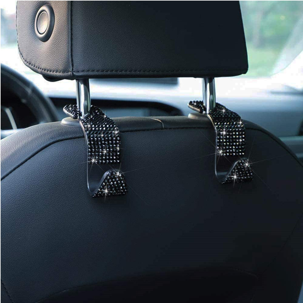 2pcs Artificial Diamond Car Hook, Car Hidden Car StoraHook Creative Car Seat Hook Hanger Car Accessories For Women