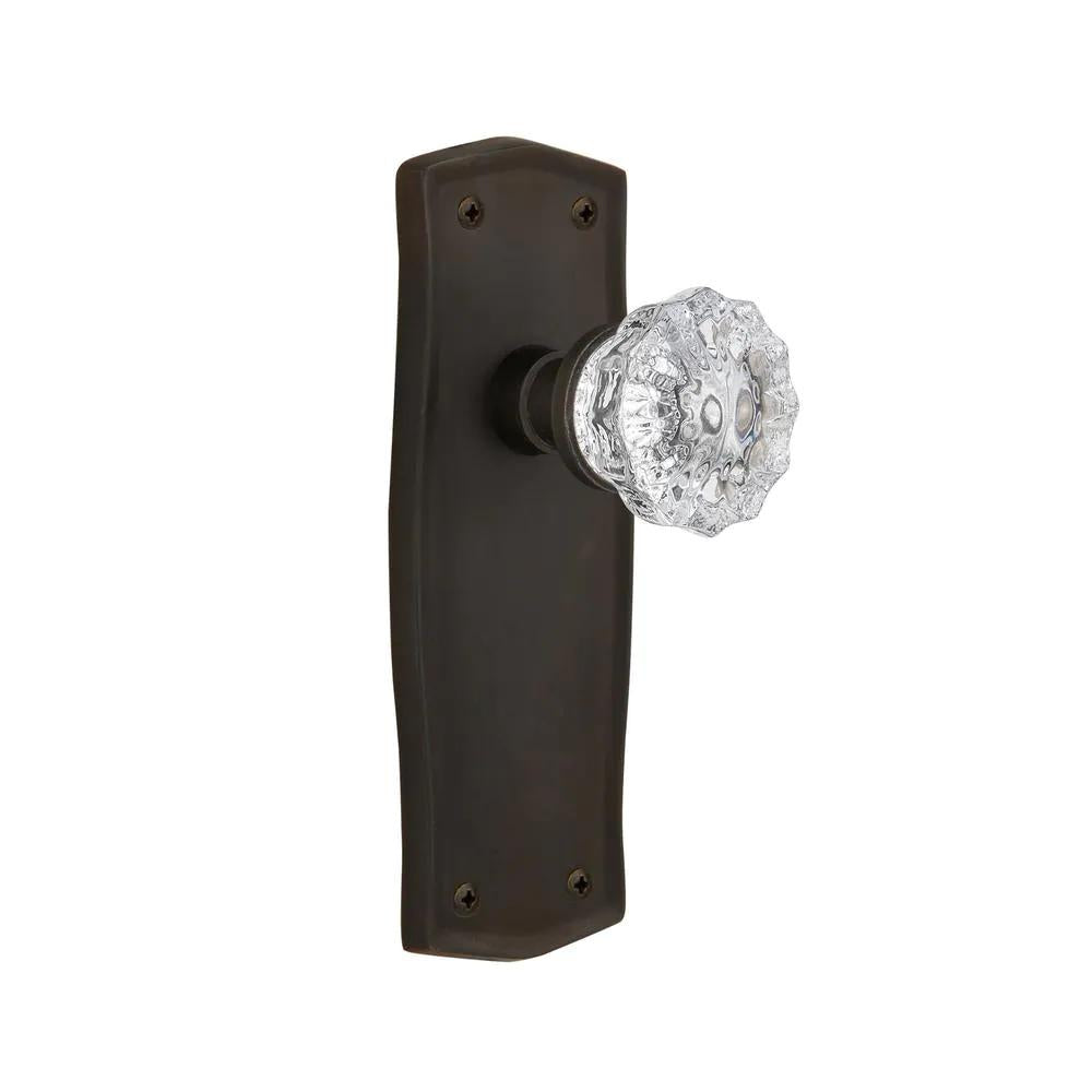 Prairie Plate 2-3/4 in. Backset Oil-Rubbed Bronze PassaHall/Closet Crystal Glass Door Knob