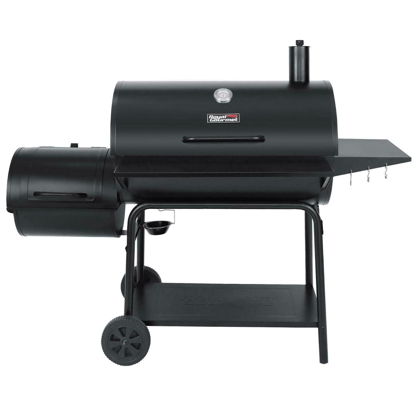 Charcoal Grill Barrel BBQ Smoker Combo Heavy Duty Steel Outdoor Party 1189 sq in