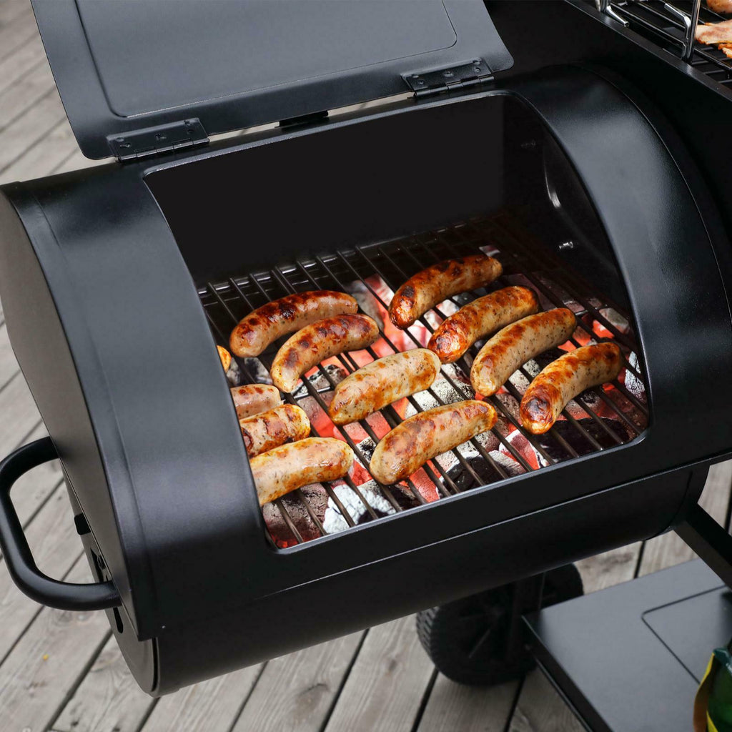 Charcoal Grill Barrel BBQ Smoker Combo Heavy Duty Steel Outdoor Party 1189 sq in