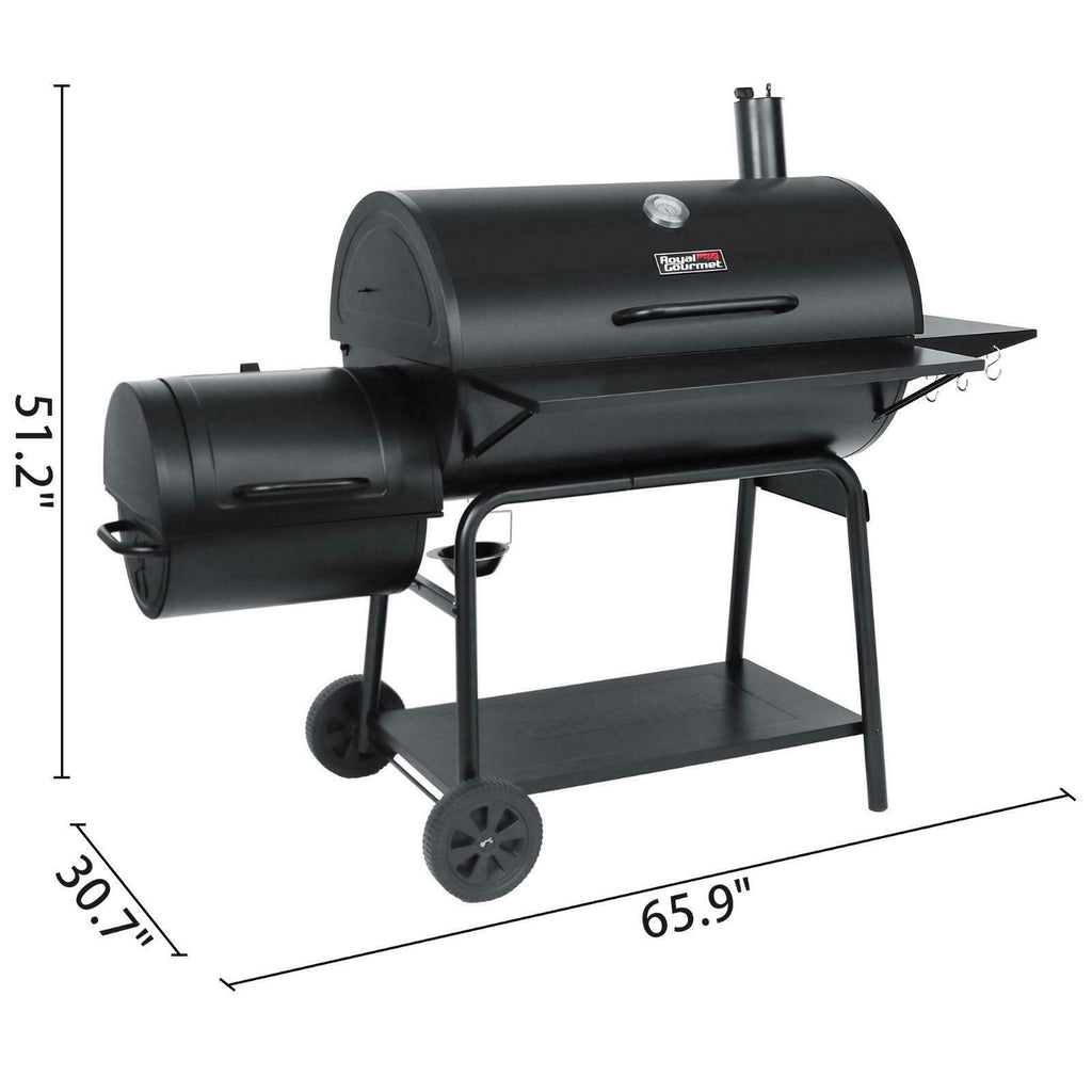 Charcoal Grill Barrel BBQ Smoker Combo Heavy Duty Steel Outdoor Party 1189 sq in