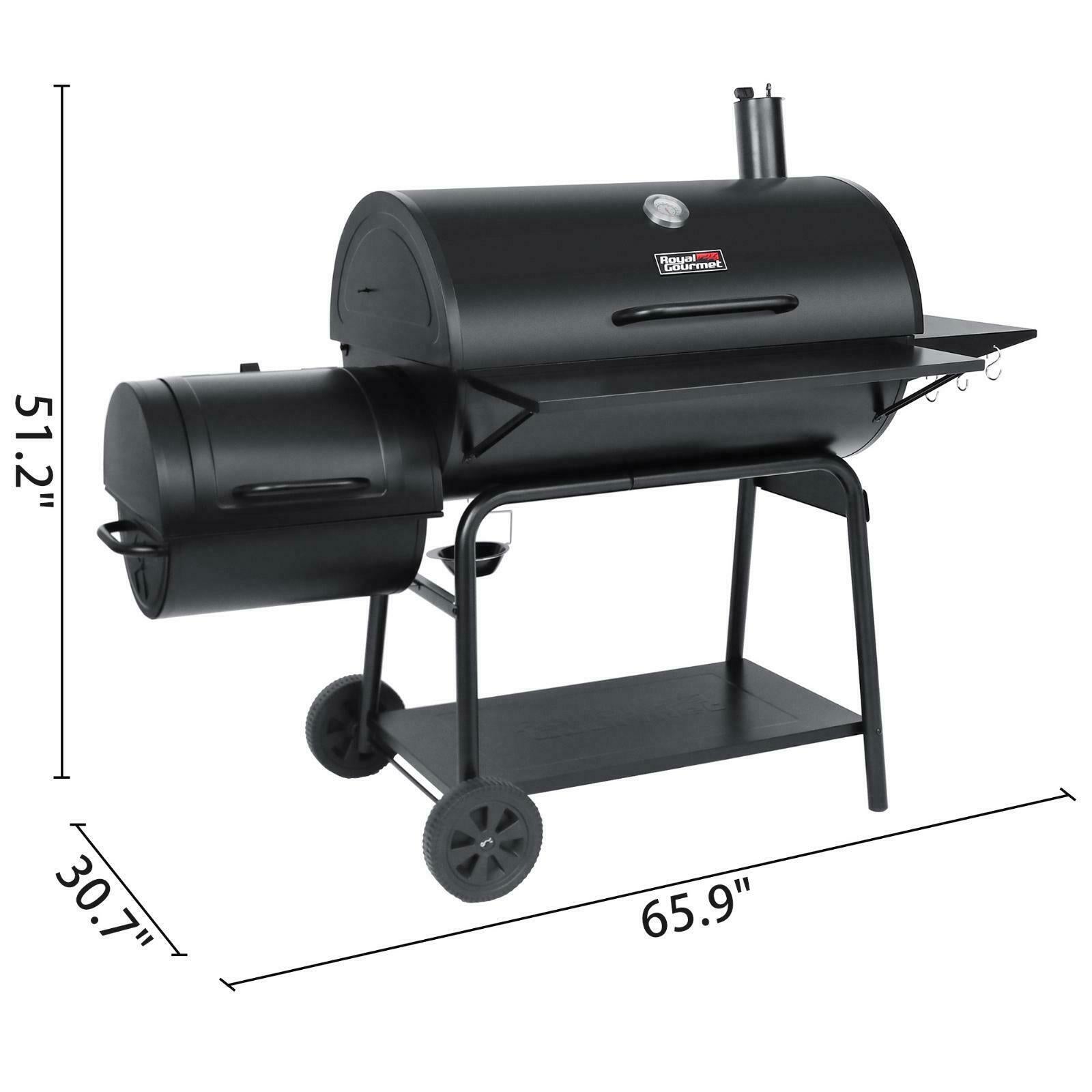 Charcoal Grill Barrel BBQ Smoker Combo Heavy Duty Steel Outdoor Party 1189 sq in