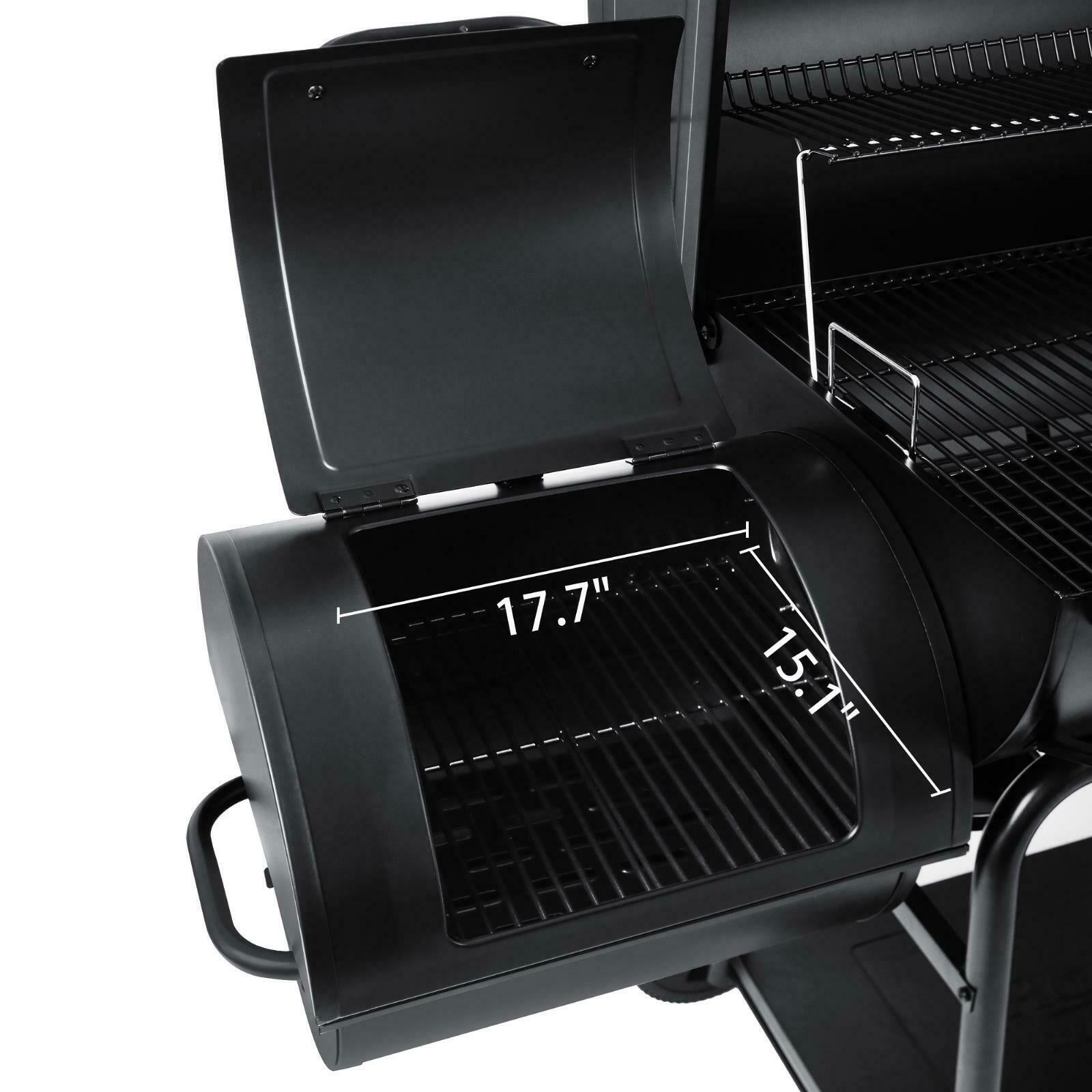 Charcoal Grill Barrel BBQ Smoker Combo Heavy Duty Steel Outdoor Party 1189 sq in