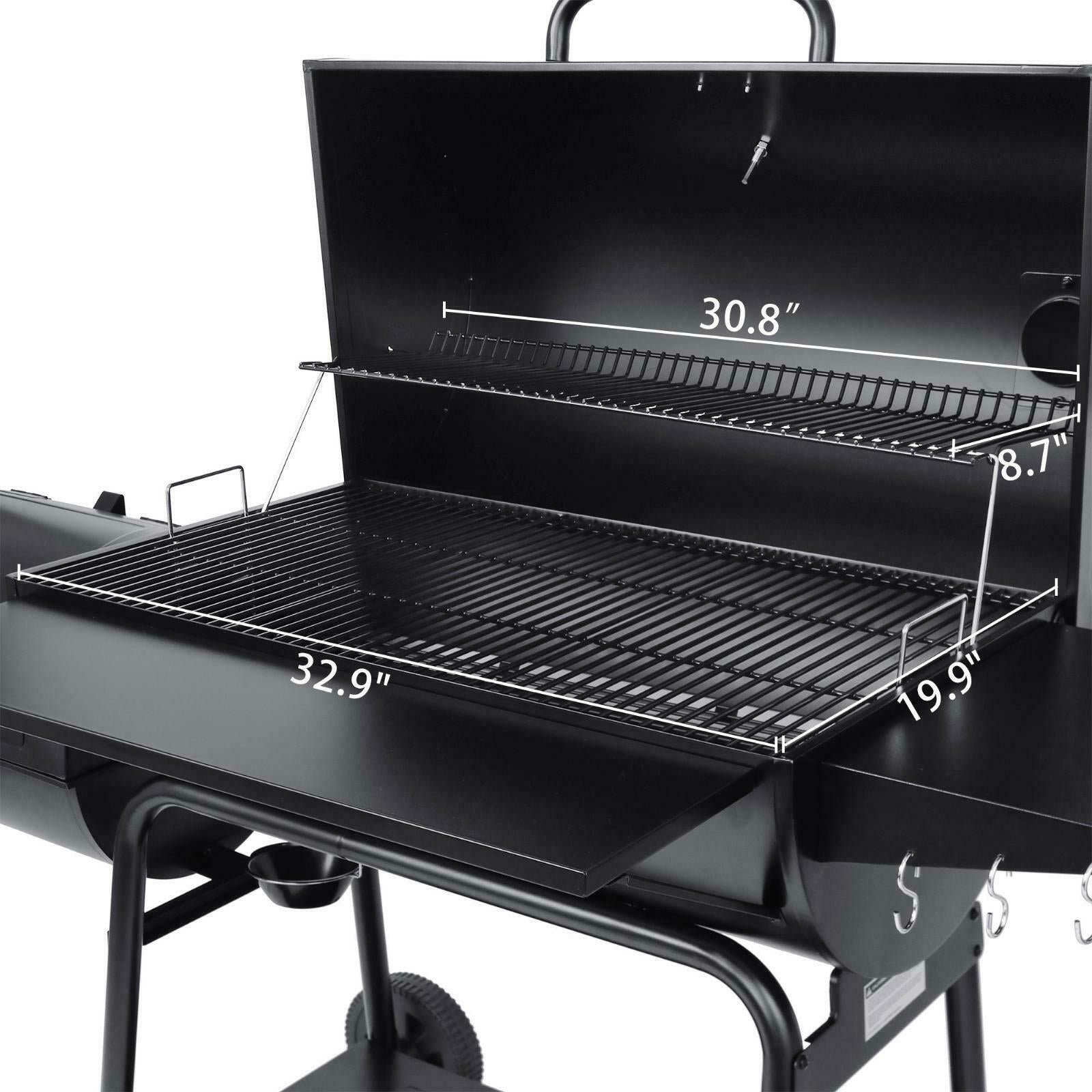 Charcoal Grill Barrel BBQ Smoker Combo Heavy Duty Steel Outdoor Party 1189 sq in