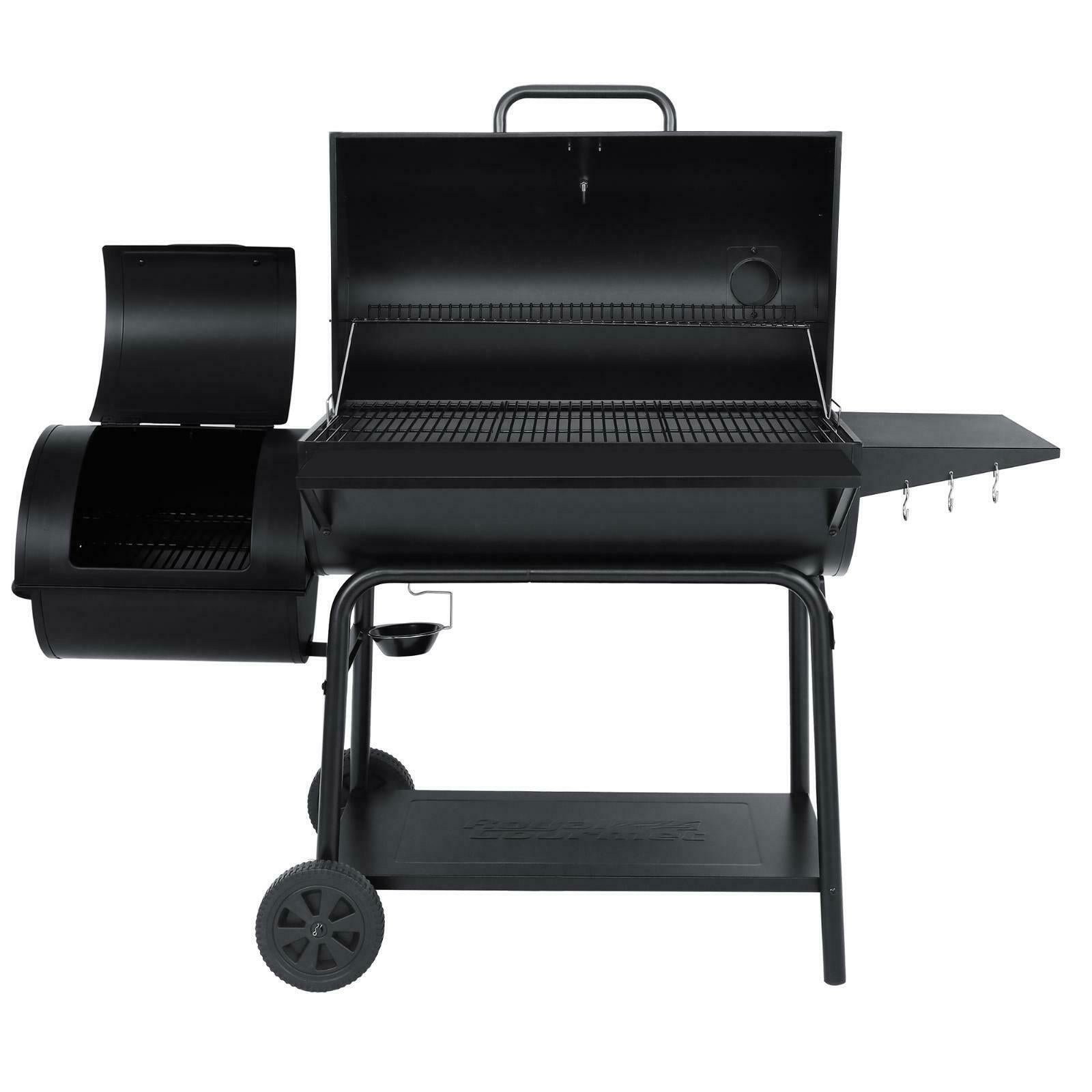 Charcoal Grill Barrel BBQ Smoker Combo Heavy Duty Steel Outdoor Party 1189 sq in