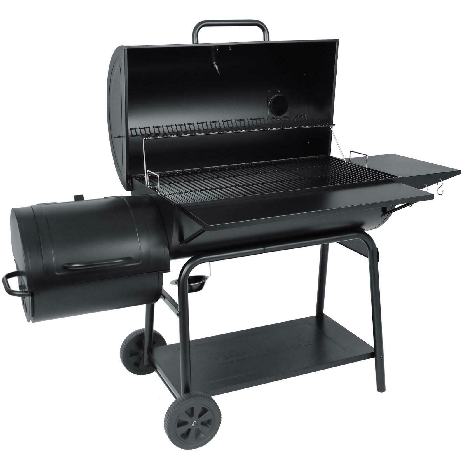 Charcoal Grill Barrel BBQ Smoker Combo Heavy Duty Steel Outdoor Party 1189 sq in