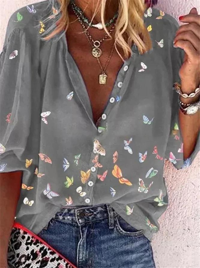 Ladies Casual Printed Floral T-shirt