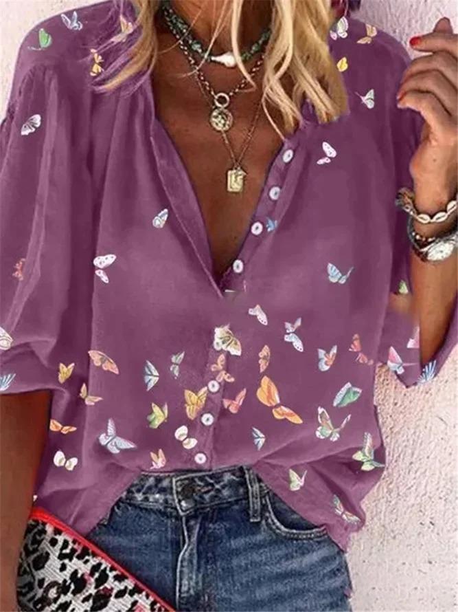 Ladies Casual Printed Floral T-shirt