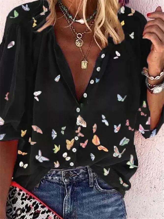 Ladies Casual Printed Floral T-shirt