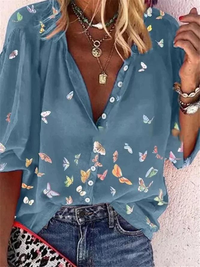 Ladies Casual Printed Floral T-shirt