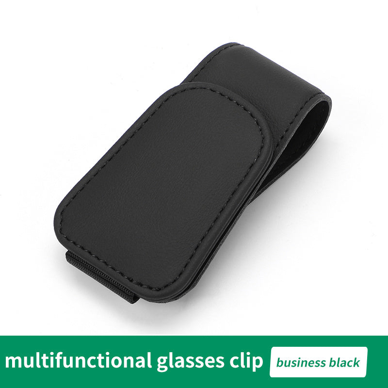 Car Visor Sunglass Holder, Magnetic PU Leather Glasses Eyeglass Hanger Clip For Car Sunglasses Holder And Ticket Card Clip For Car Visor Accessories