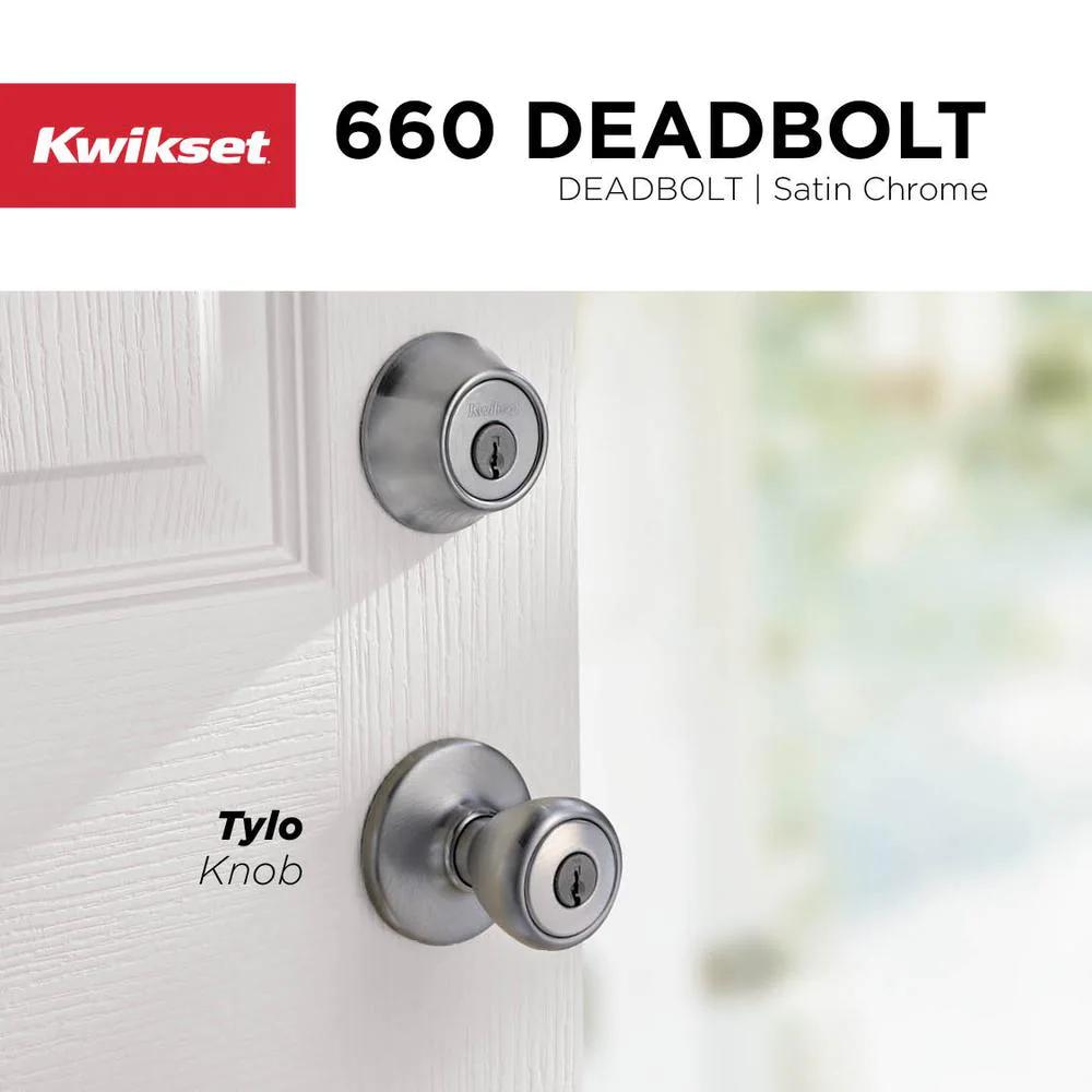 660 Series Satin Chrome Single Cylinder Deadbolt