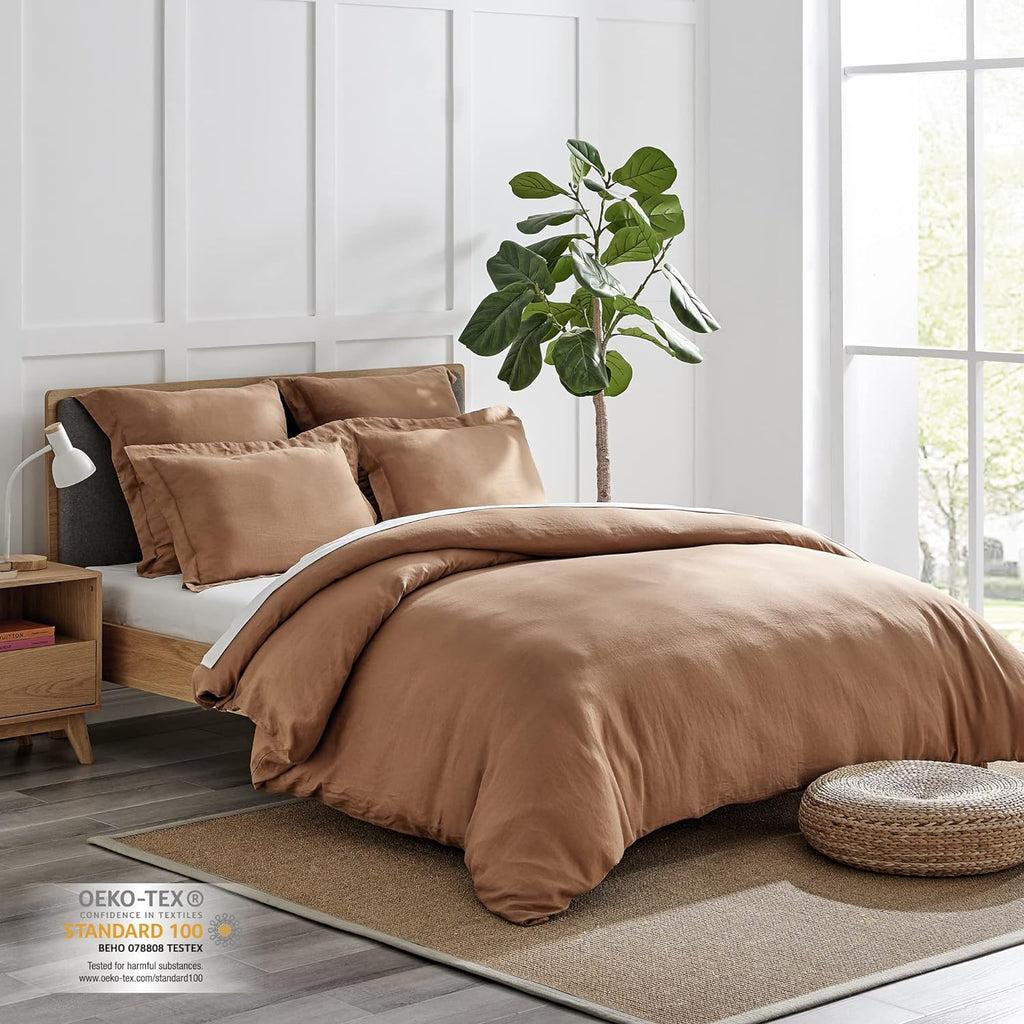 Levtex Home - Linen - Full/Queen Duvet Cover - Washed Linen in Sandstone - Duvet Cover Size (90 x 94in.)