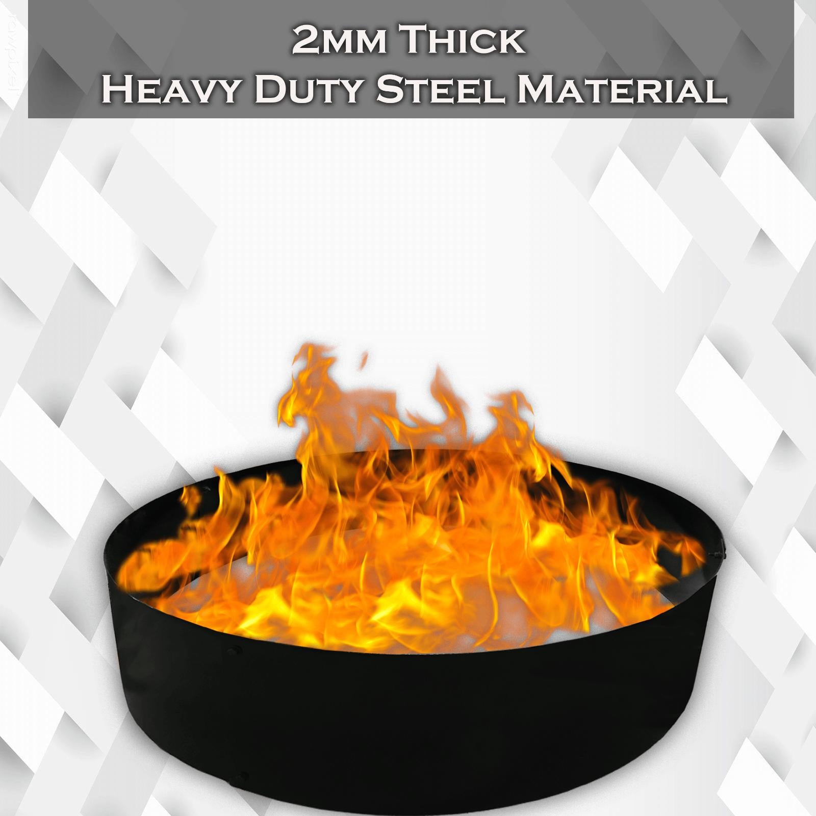 2mm thick Steel Campfire Fire Ring Solid  - Power coated - Lar60 d x 12