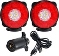 Oyviny Wireless Trailer Lights Kit Magnetic Rechargeable Trailer LED Lights for Utility Trailer, RV, Camper, Boat Trailer, Truck, Turn Signal Tail Light Kit with 7 Way RV Connector