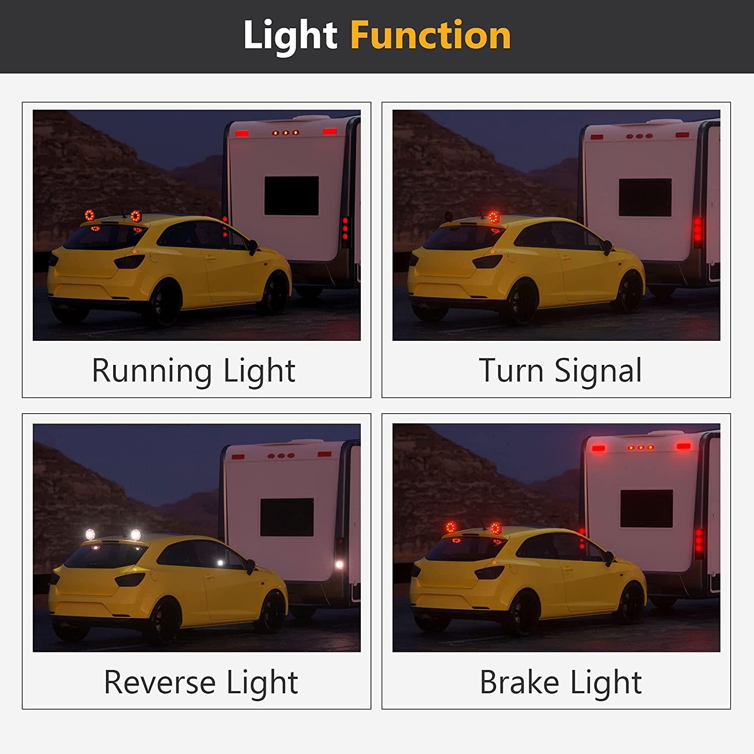 Oyviny Wireless Trailer Lights Kit Magnetic Rechargeable Trailer LED Lights for Utility Trailer, RV, Camper, Boat Trailer, Truck, Turn Signal Tail Light Kit with 7 Way RV Connector