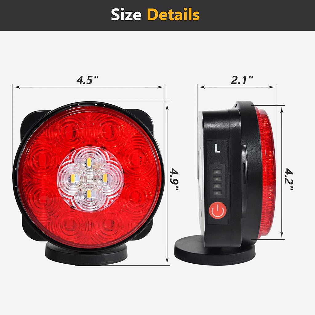 Oyviny Wireless Trailer Lights Kit Magnetic Rechargeable Trailer LED Lights for Utility Trailer, RV, Camper, Boat Trailer, Truck, Turn Signal Tail Light Kit with 7 Way RV Connector