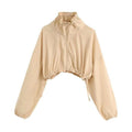 drawstrings fashionable cropped female jacket