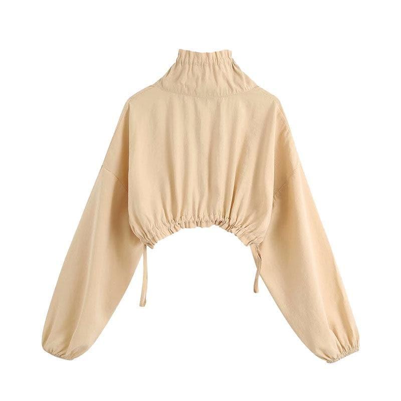 drawstrings fashionable cropped female jacket