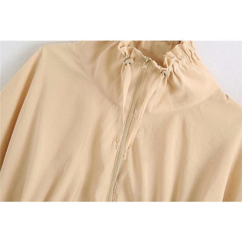 drawstrings fashionable cropped female jacket