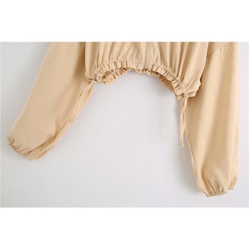 drawstrings fashionable cropped female jacket