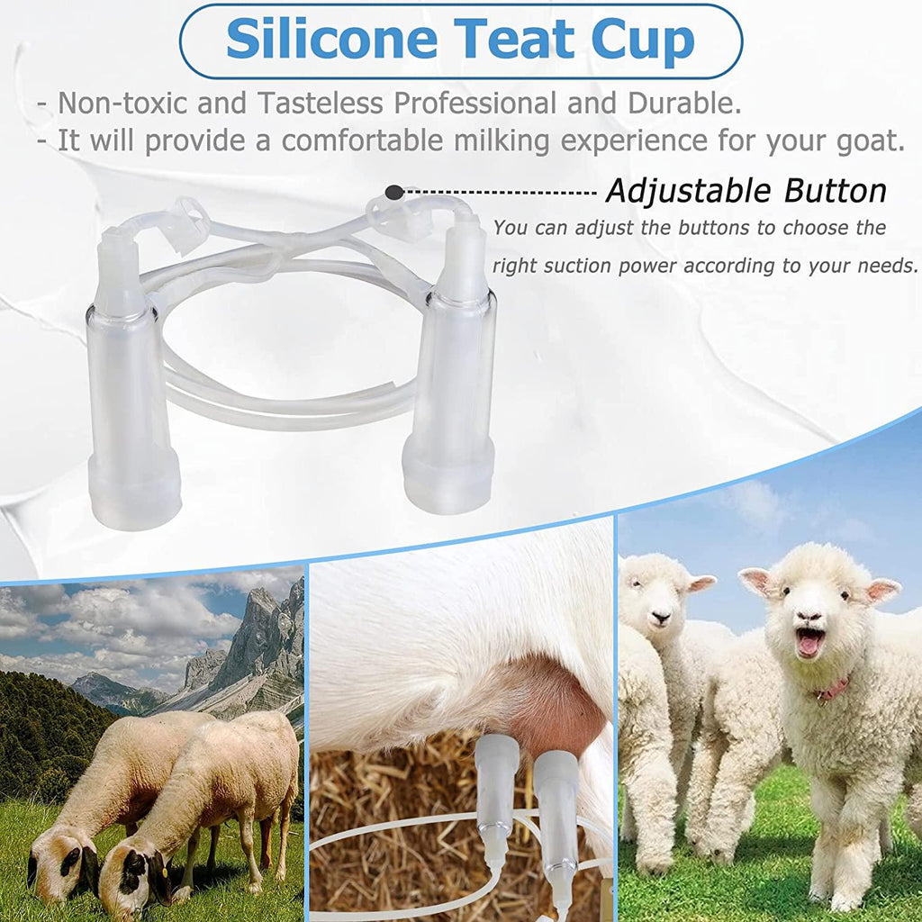 Goat MilMachine 3L, Automatic Pulsation Vacuum Pump Milker, Portable Pulse Electric Milker with Vacuum Pump & Portable  Bucket for Goats（US Plug） (3L Goat)