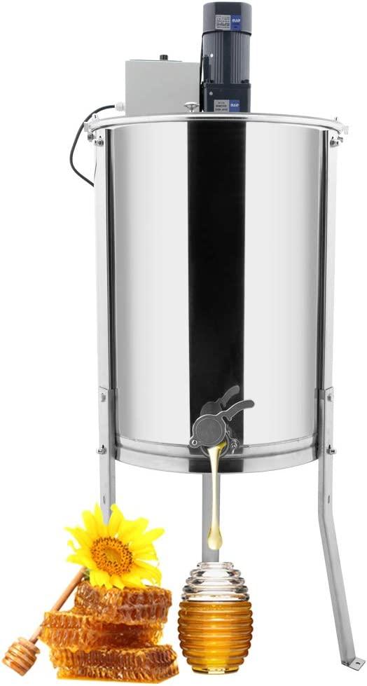 Electric 4 Frame Honey Extractor Separator,Food Grade  Steel Honeycomb Spinner Drum with Adjustable Height Stands,Beekeeping Pro Extraction Apiary CentrifuEquipment