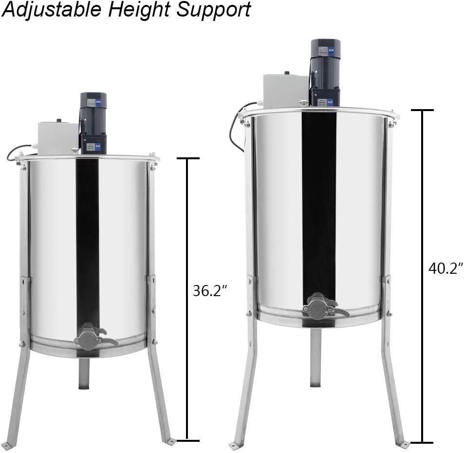 Electric 4 Frame Honey Extractor Separator,Food Grade  Steel Honeycomb Spinner Drum with Adjustable Height Stands,Beekeeping Pro Extraction Apiary CentrifuEquipment