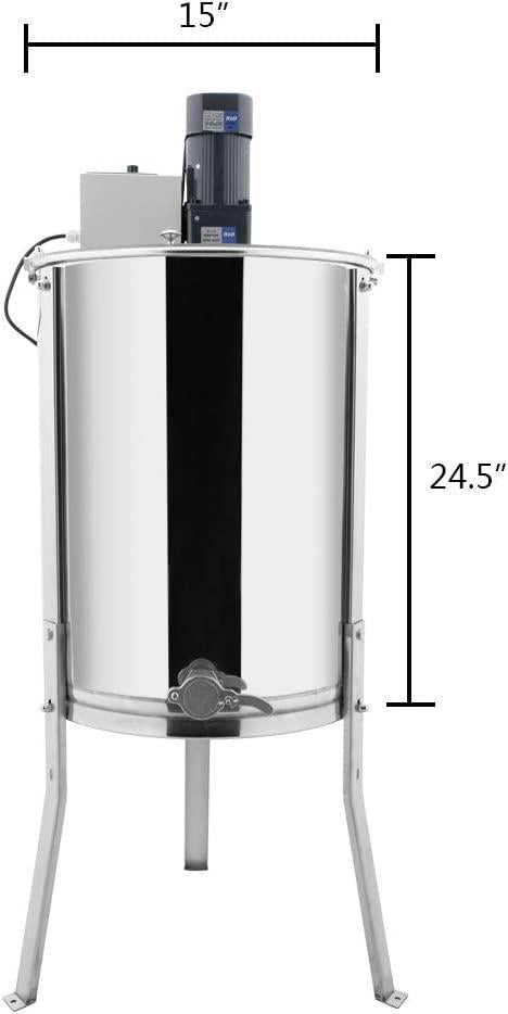 Electric 4 Frame Honey Extractor Separator,Food Grade  Steel Honeycomb Spinner Drum with Adjustable Height Stands,Beekeeping Pro Extraction Apiary CentrifuEquipment