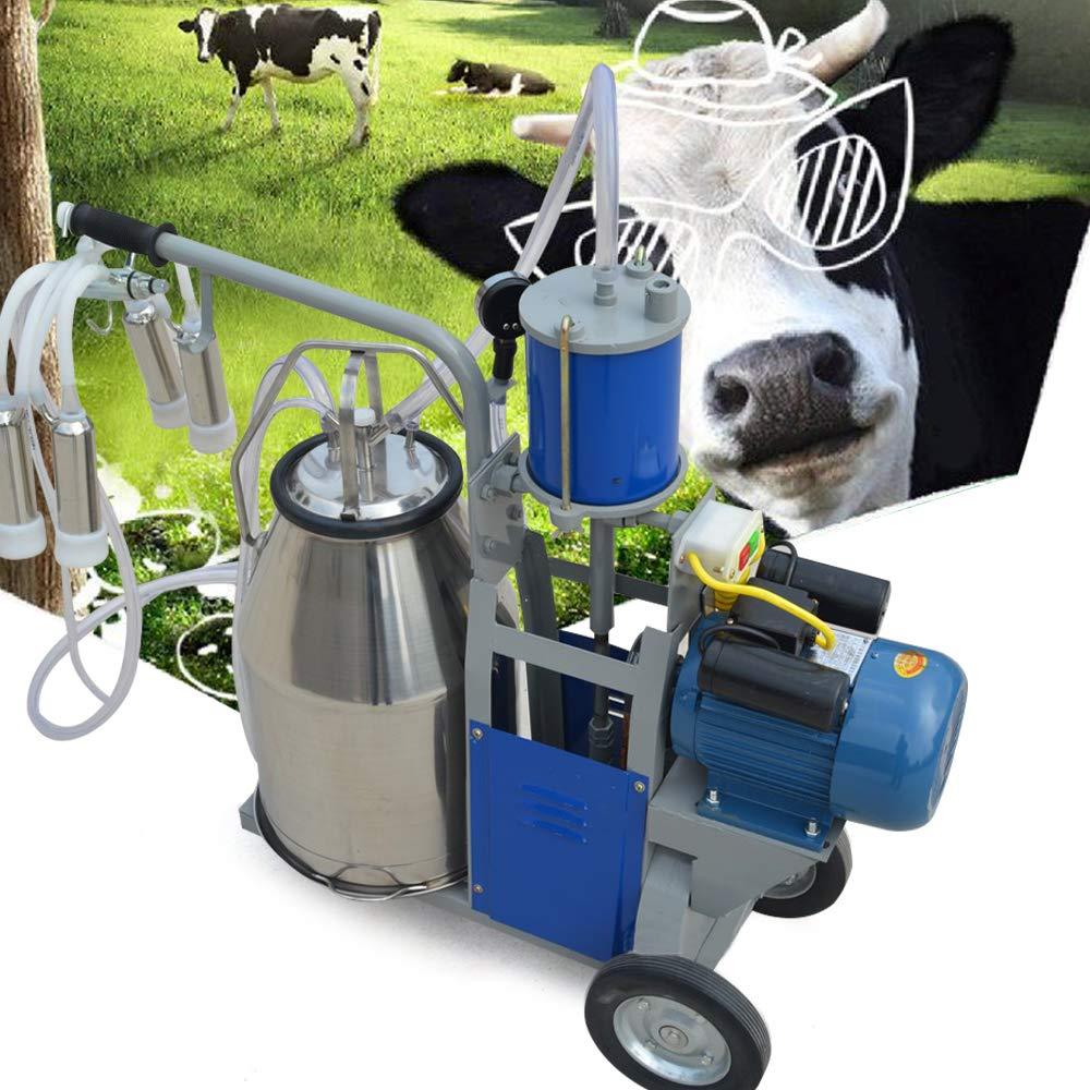 MilMachine,25L Auto Electric Cow Milker, Steel MilEquipment,MilPump with Bucket,Bucket Vacuum Piston Pump for Farm Cow Cattle