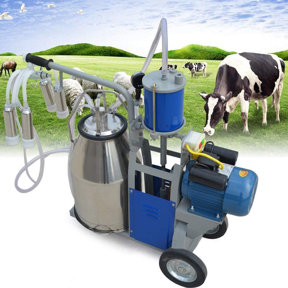 MilMachine,25L Auto Electric Cow Milker, Steel MilEquipment,MilPump with Bucket,Bucket Vacuum Piston Pump for Farm Cow Cattle