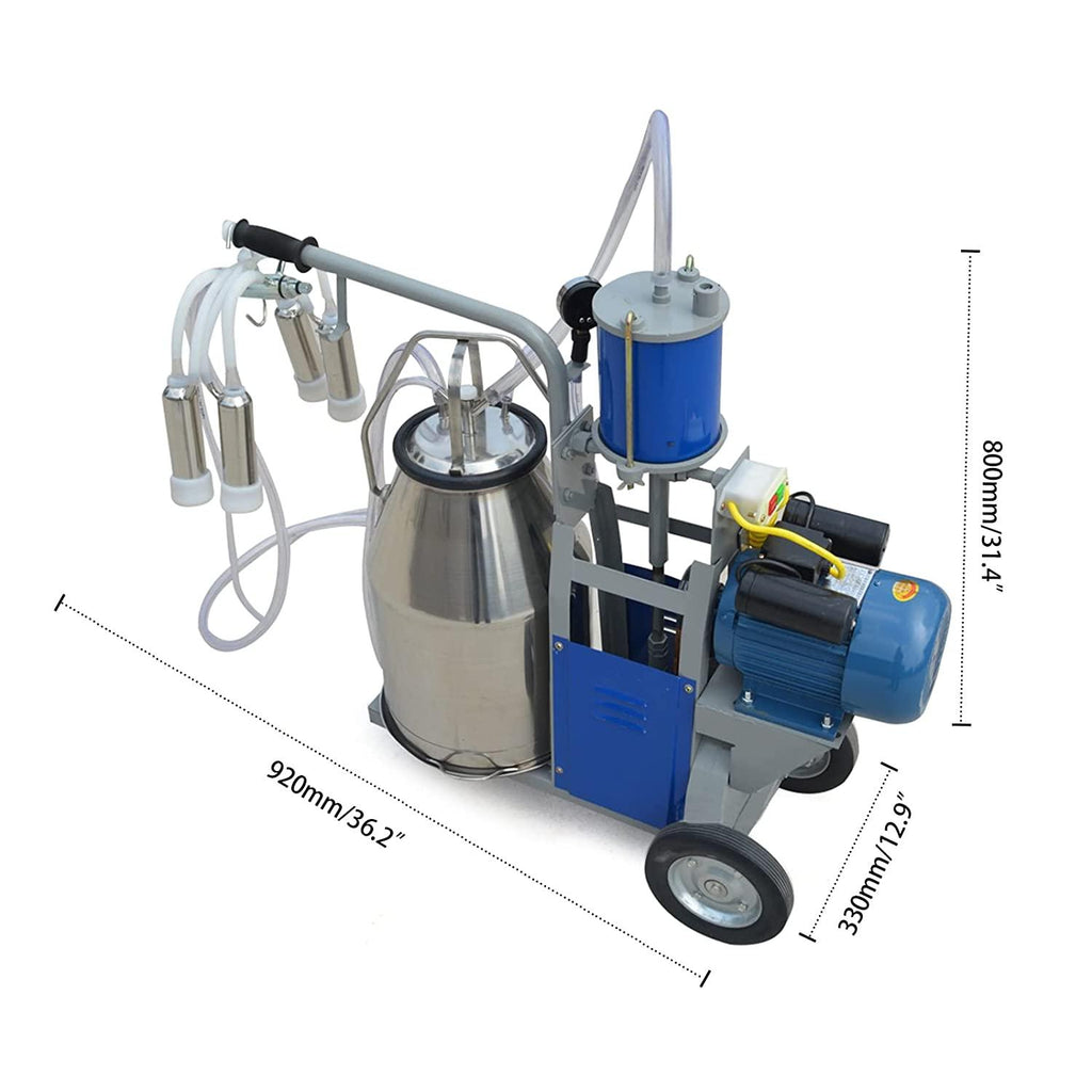 MilMachine,25L Auto Electric Cow Milker, Steel MilEquipment,MilPump with Bucket,Bucket Vacuum Piston Pump for Farm Cow Cattle