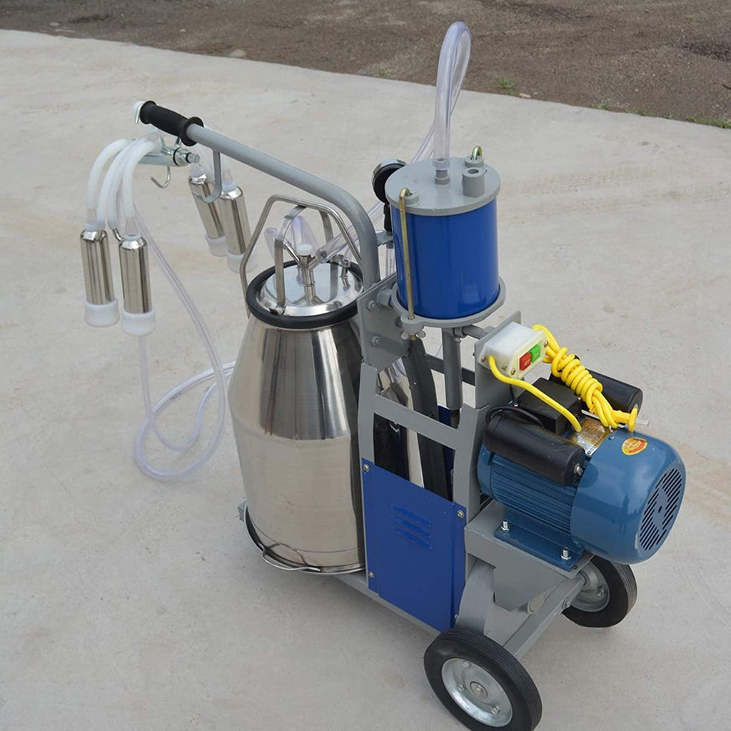 MilMachine,25L Auto Electric Cow Milker, Steel MilEquipment,MilPump with Bucket,Bucket Vacuum Piston Pump for Farm Cow Cattle