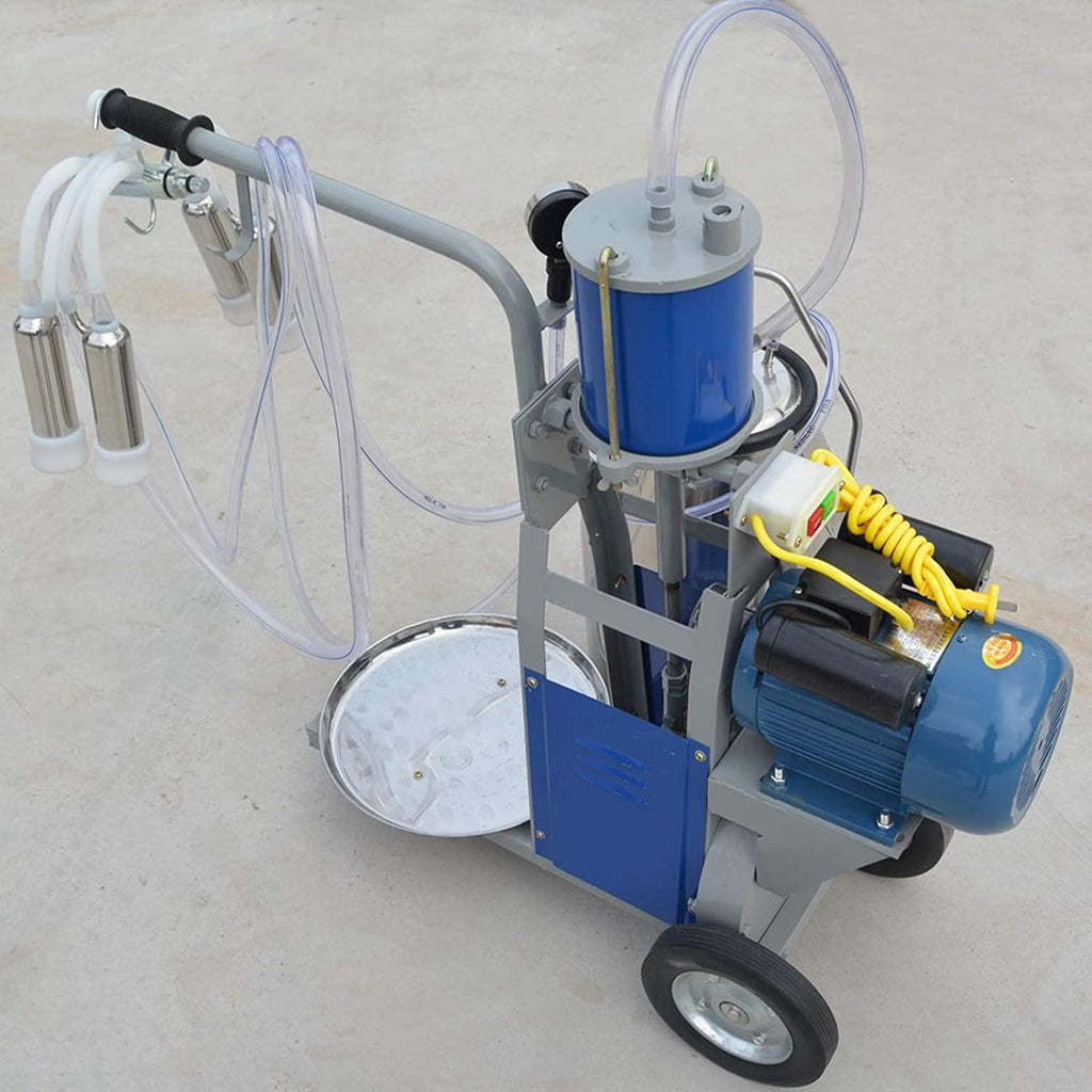MilMachine,25L Auto Electric Cow Milker, Steel MilEquipment,MilPump with Bucket,Bucket Vacuum Piston Pump for Farm Cow Cattle