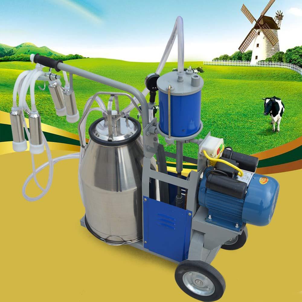MilMachine,25L Auto Electric Cow Milker, Steel MilEquipment,MilPump with Bucket,Bucket Vacuum Piston Pump for Farm Cow Cattle