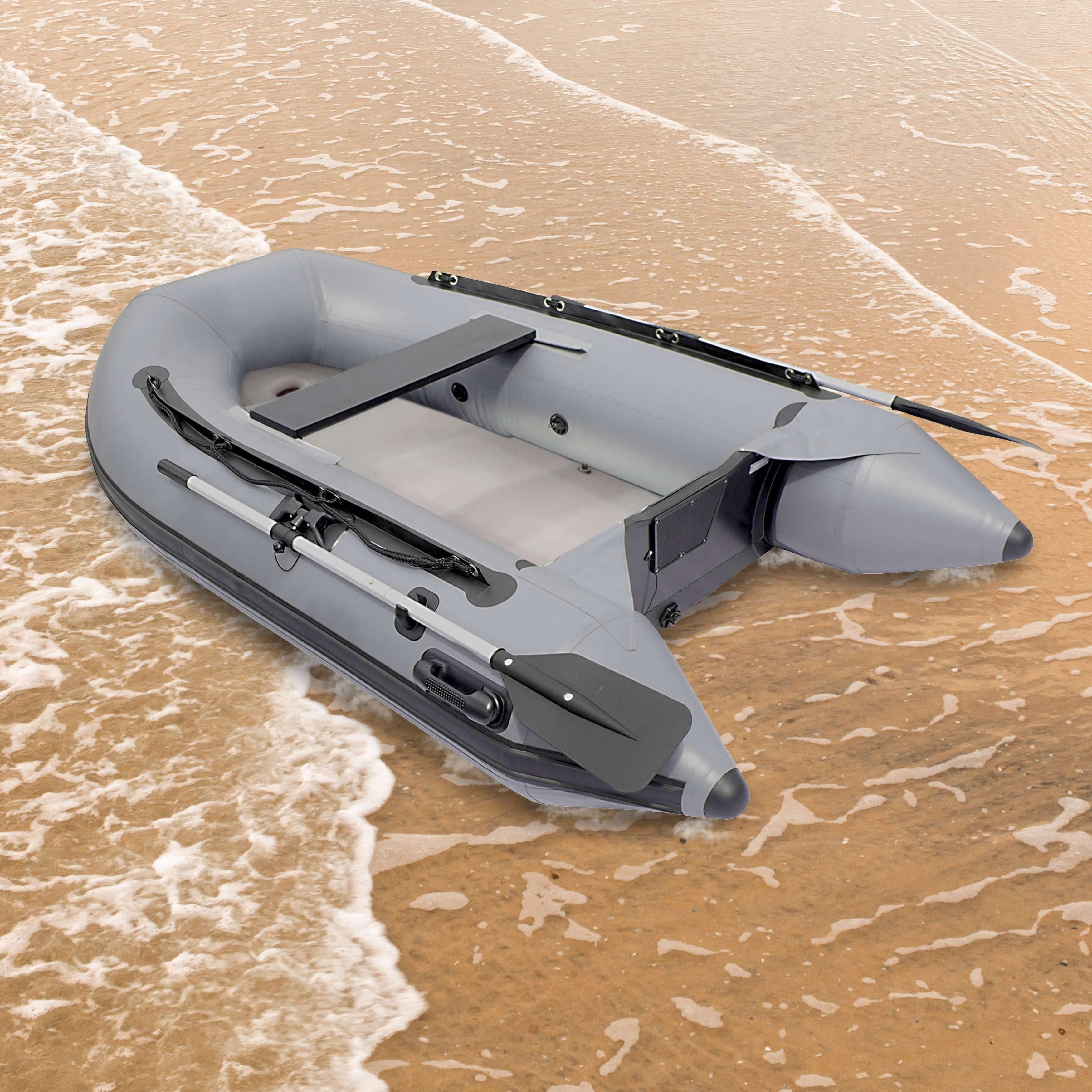 ALEKO Inflatable Air Floor Fishing Boat - 8.4 Foot - Gray