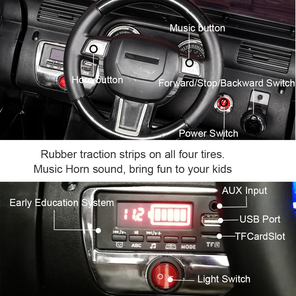 Electric Cars for Kids, 12V 3 Speeds Ride On Car Truck for Child 3-8, LED Lights Power Wheels with Remote Control, Spring Suspension for Christmas Gifts to Ride on Pavement Grass Mud, Red, Q0187