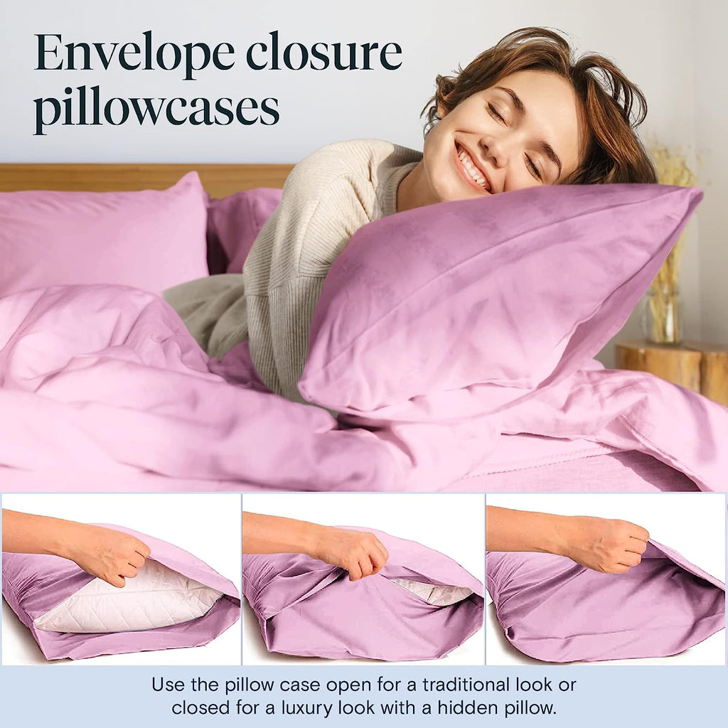 LuxClub 6 PC California King Size Sheet Set Bamboo Sheets Deep Pockets 18" Eco Friendly Wrinkle Free Cooling Sheets Machine Washable Hotel Bedding Silky Soft - Light Plum California King