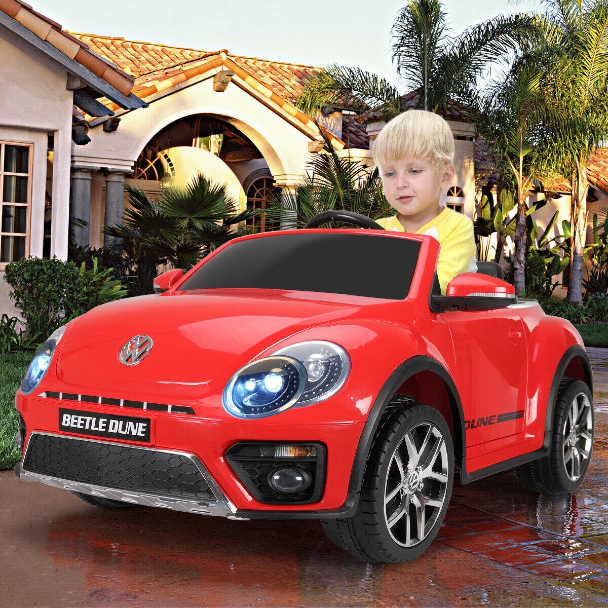 Hommoo Kids Ride on Car, 12V Beetle Electric Kids Ride On Cars Motorized Vehicles for Girls, Toy Gift for Children Child Boys
