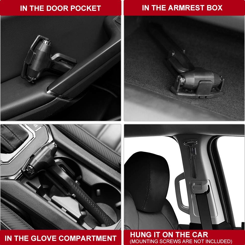 MOTORBUDDY 2-Pack Car Safety Hammer, 3-in-1 Auto Emergency Escape Hammer with Window Breaker and Seat Belt Cutter, Striking Black Emergency Escape Tool for Car Accidents