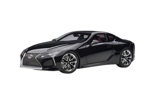 Lexus LC500 Black with Dark Rose Interior and Carbon Top 1/18 Model Car by Autoart