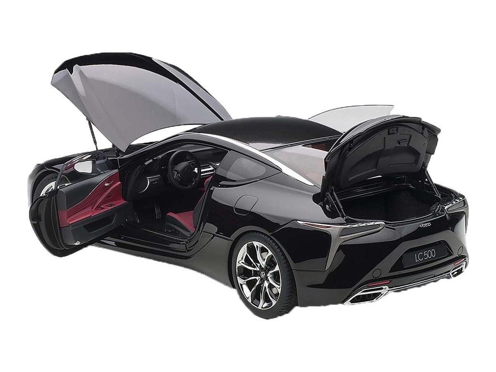 Lexus LC500 Black with Dark Rose Interior and Carbon Top 1/18 Model Car by Autoart