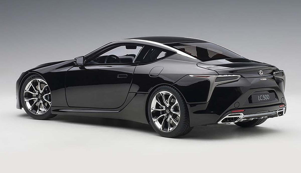 Lexus LC500 Black with Dark Rose Interior and Carbon Top 1/18 Model Car by Autoart