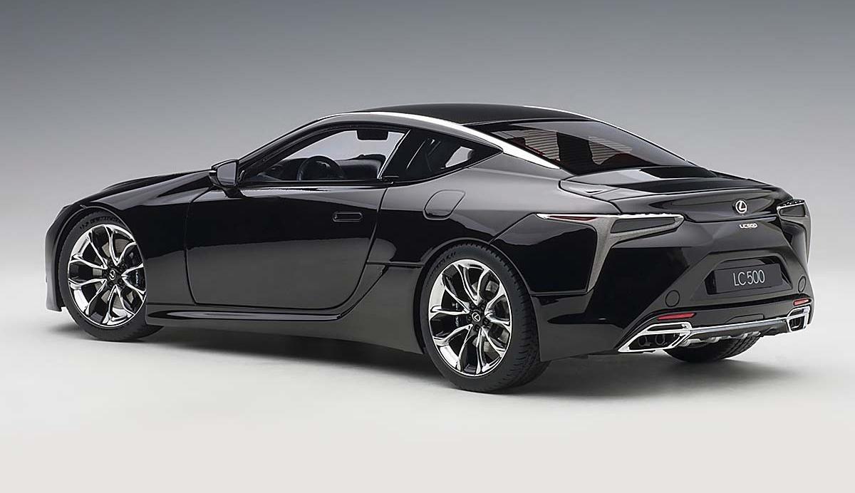 Lexus LC500 Black with Dark Rose Interior and Carbon Top 1/18 Model Car by Autoart
