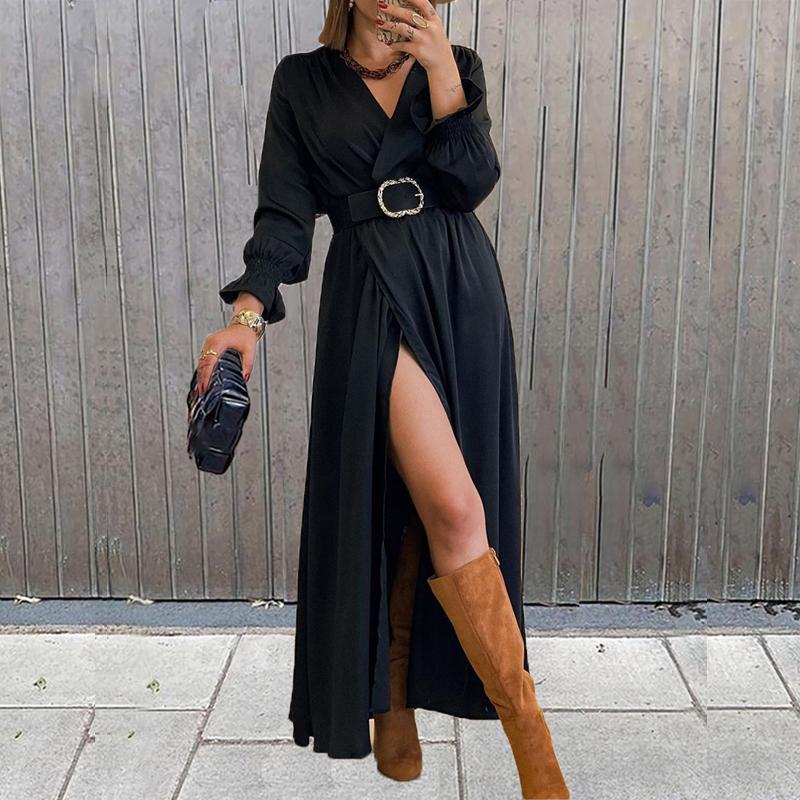 Fashion Solid Color Maxi Dress Women