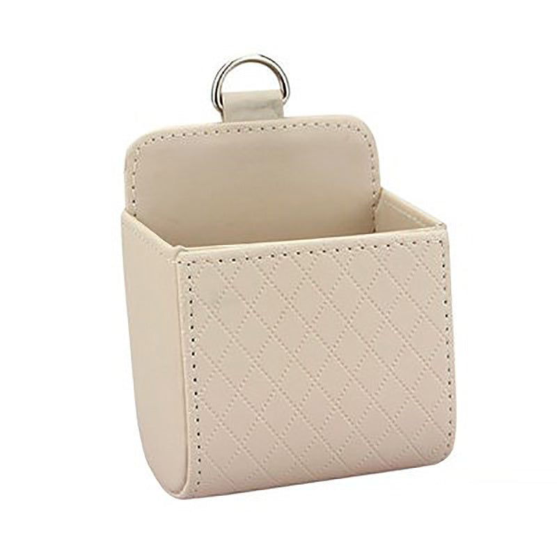 Car Air Vent Hanging StoraBox Mobile Phone Bag PU Leather Car Mobile Phone Holder Car Interior Accessories
