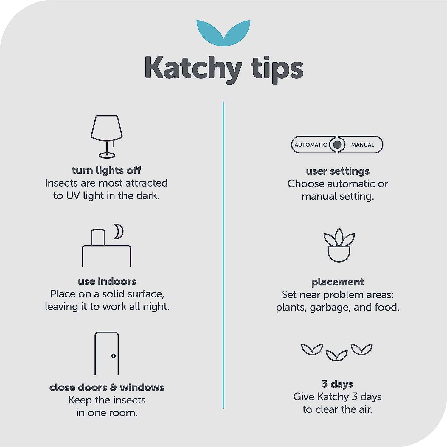 Katchy Automatic Indoor Insect Trap - Self-Activating Killer for Mosquitos, Gnats, Moths, Fruit Flies - Non-Zapper Traps for Inside Your Home - Catch Insects with Suction, Bug Light &amp; Sticky Glue